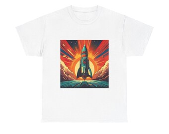 Retro Rocket of the 1950's Unisex Heavy Cotton Tee