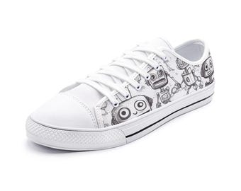 Robot Drawings Unisex Low Top Canvas Shoes