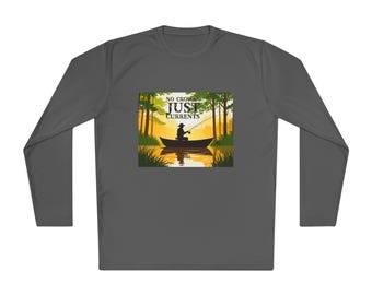 Unisex Long Sleeve Tee - "No Crowds, Just Currents" - Outdoor Adventure Shirt, Casual Wear, Fishing Gift, Camping Clothes, Birthday Present
