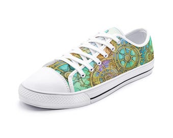 Steampunk watercolor Unisex Low Top Canvas Shoes