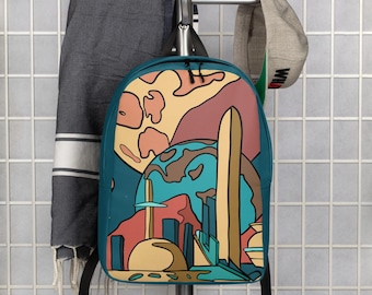 Retro Style 1950's Moon Base Minimalist Backpack or Bookbag