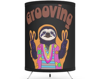 Grooving Sloth Tripod Lamp, Funky Home Decor, Sloth Lover Gift, Unique Bedroom Accent, Colorful Lighting for Living Room, Bohemian Style