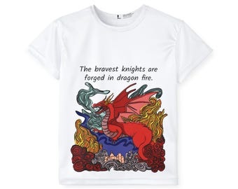 Dragon Breathing with Fire Kids Sports Jersey (AOP)