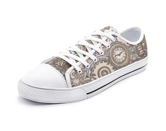 Steampunk Unisex Low Top Canvas Shoes