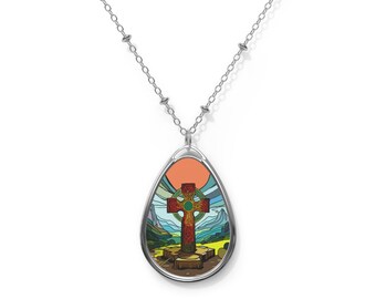 Gaelic Cross Oval Necklace