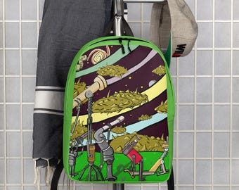 Robots with Telescope Science Fiction Minimalist Backpack or Bookbag
