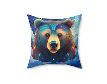 Celestial Bear Spun Polyester Square Pillow to Accent Home