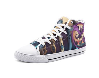 Purple Dragon Graphic Unisex High Top Canvas Shoes