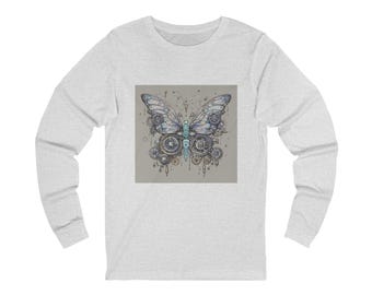 Steampunk Butterfly Unisex Jersey Long Sleeve Tee or Long Sleeve T-shirt