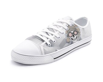 Steampunk Skull Unisex Low Top Canvas Shoes similar to converse