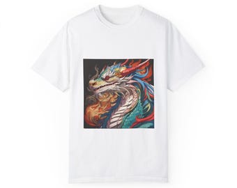 Dragon with Flames Unisex Garment-Dyed T-shirt or Graphic Tees