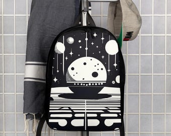Black and White Modern Abstract Minimalist Backpack