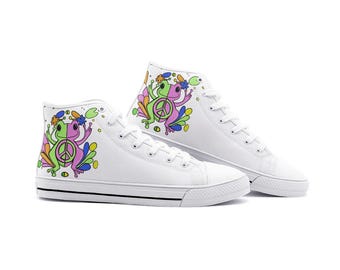 Peace Frog Unisex High Top Canvas Shoes