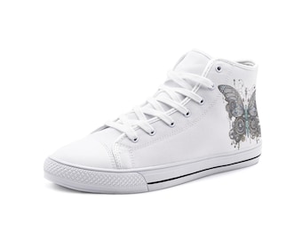 Steampunk Butterfly Unisex High Top Canvas Shoes Similar to Converses