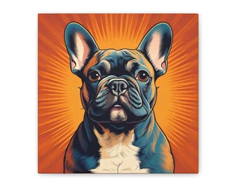 French Bulldog Canvas Art, Colorful Dog Wall Decor, Pet Lover Gift, Home Decoration, Dog Art Print