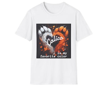 Calico Cat Lover T-Shirt, Cat Mommy Gift, Pet Enthusiast Apparel, Animal Lover Tee, Heart Paw Print Shirt, Cute Cat Design