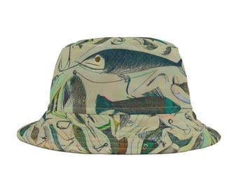 Fishing-Themed Bucket Hat, Fun Outdoor Accessory, Perfect for Summer, Beach Trips, Fishing Lovers, Gift for Anglers