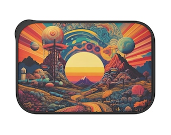 Vibrant Planetary Bento Box, Colorful Lunch Container, Cosmic Meal Prep, Unique Eco-Friendly Food Storage, Artisan Utensils Included