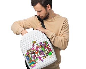 Doodling Creatures Minimalist Backpack