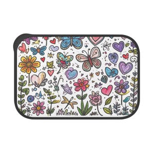 Colorful Floral Bento Box with Utensils, Eco-Friendly Lunch Container, Meal Prep Box, Picnic Accessory, Cute Food Storage