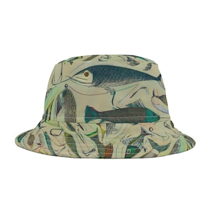 Fishing-Themed Bucket Hat, Fun Outdoor Accessory, Perfect for Summer, Beach Trips, Fishing Lovers, Gift for Anglers