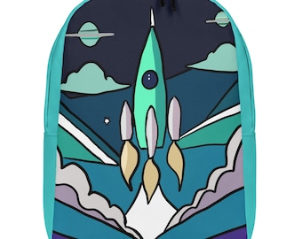 Travel to the Stars Retro 1950's Space Minimalist Backpack or Bookbag