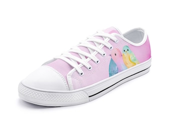 Watercolor Birds Unisex Low Top Canvas Shoes