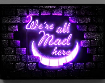 Alice in Wonderland, Cheshire cat, We Are All Mad Here, Disney, POSTER, PRINT, Colors, Fantasy,Cartoons, Decor, Gift, Fan Art, ILLUSTRATION