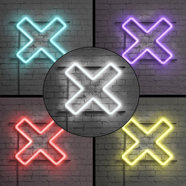 The XX, Neon, Decorative Poster, X, Music, Colors, Light, Decor, Symbol, Print, Gift, Cross, Neon Art, Illustration.