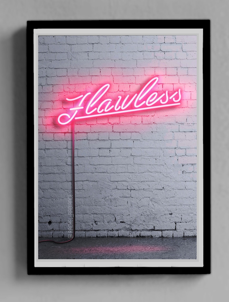 Flawless, Beyoncé, Poster, Neon effect, Beyonce, Home Decor, Music, Fan Art, Print, Gift, Her, Femenine, Girly, Women Power,Ilustration image 1