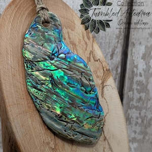 Large Freeform NZ Pāua Shell Pendant – Iridescent Abalone Statement Necklace, Natural statement Beach Jewellery.