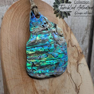 Large Freeform NZ Pāua Shell Pendant – Iridescent Abalone Statement Necklace, Natural statement Beach Jewellery.
