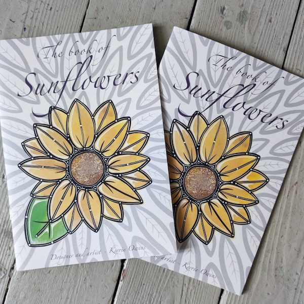 A5 28 page book of sunflowers adult colouring book.