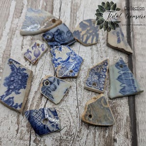 beach combed pottery drilled beads.