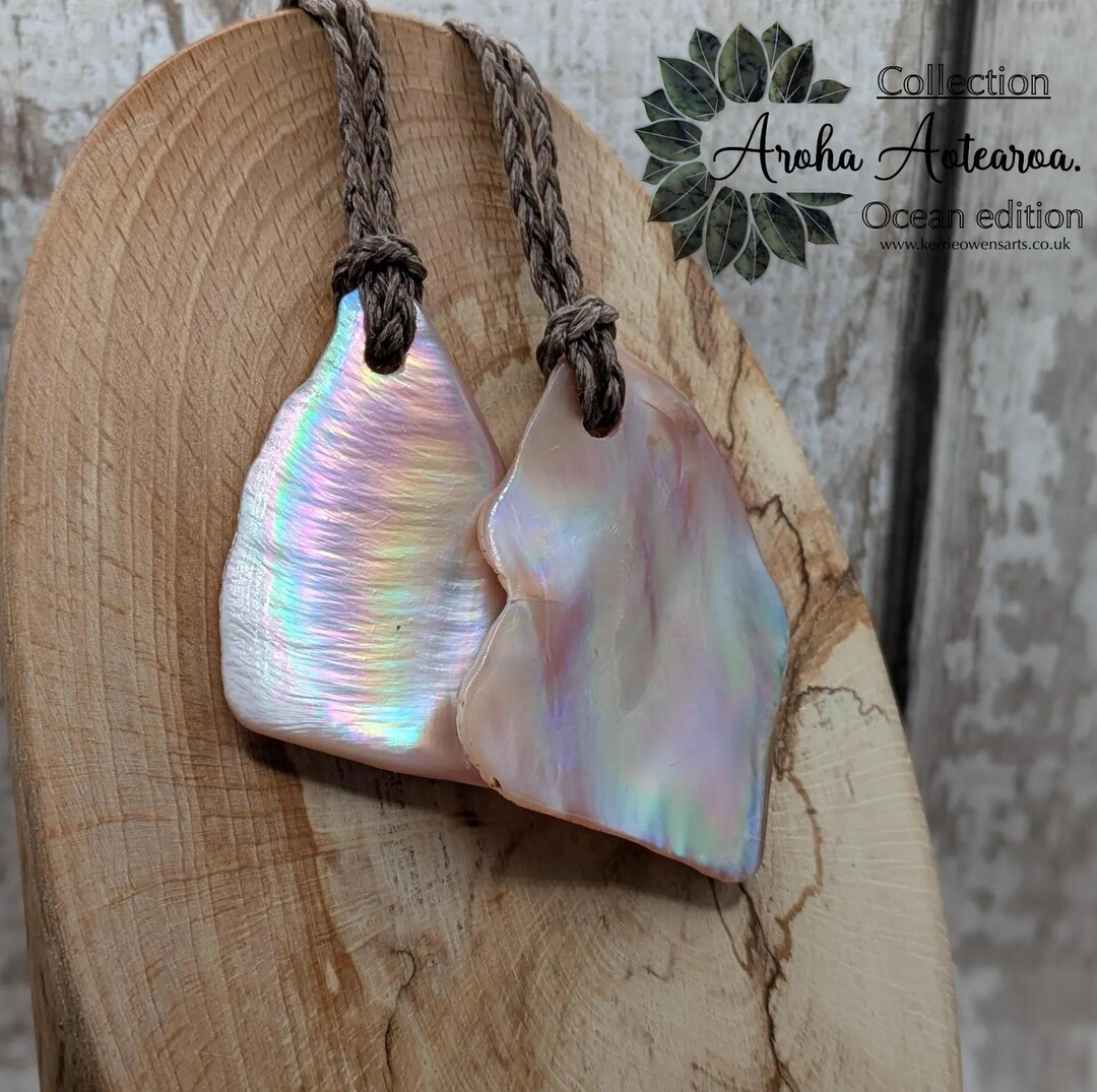 Large Iridescent NZ Freshwater Pink Mussel Shell Pendant – Natural ...