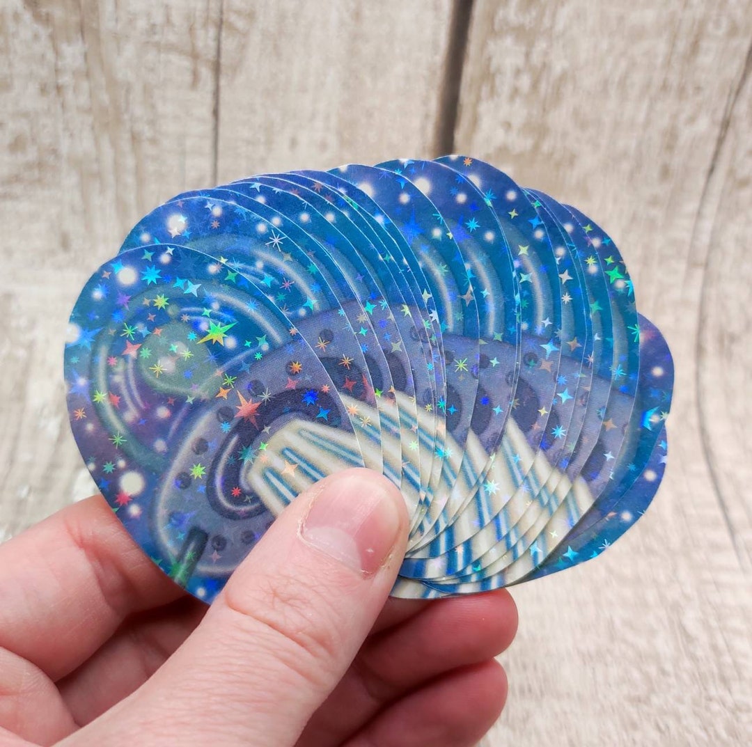 Alien Spaceship Holographic Sticker Digital Illustration. - Etsy