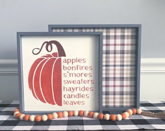 Farmhouse Fall Pumpkin Sign Set, Autumn Decor