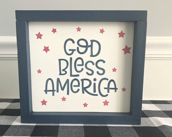 God Bless America Wood Sign, Farmhouse Americana Decor