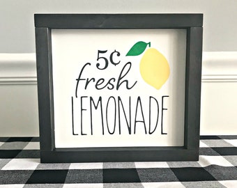 Fresh Lemonade Farmhouse Handmade Wood Sign, Summer Kitchen Decor