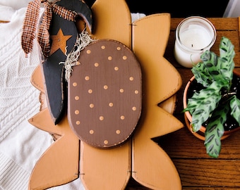 Primitive Sunflower with Crow Door Hanger, Rustic Folk Art Summer Autumn Decor