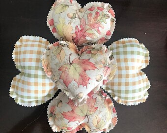 Farmhouse Fall Fabric Heart Bundle, Tier Tray Decor