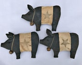 Primitive Pigs | Folk Art Hogs | Prim Pig Bowl Fillers | Cupboard Tucks | Primitive Animals | Pig Ornaments | Farmhouse Decor | Prim Decor