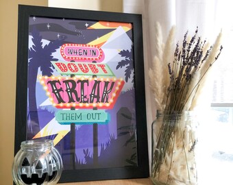 A3 Freak Illustration Art print | Vegas sign lettering | Alt emo circus | Poster