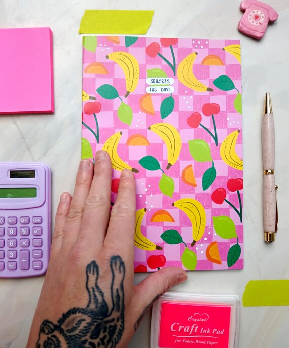 Fruity Pink Pattern Notebooks | A5 Lined Stationary Set