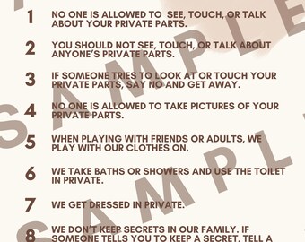 Family Body Safety Rules Poster PDF and Editable Canva Template