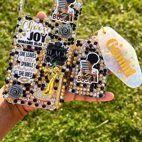 Custom Phone Case | Bling Phone Case | Phone Accessories | Black Girl Magic | Blingy Phone Case