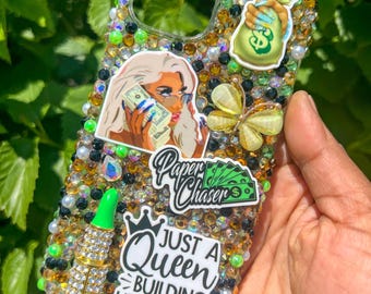 iPhone 15 Bling Case, Custom Crystal Rhinestone Cover, Sparkly Phone Accessory