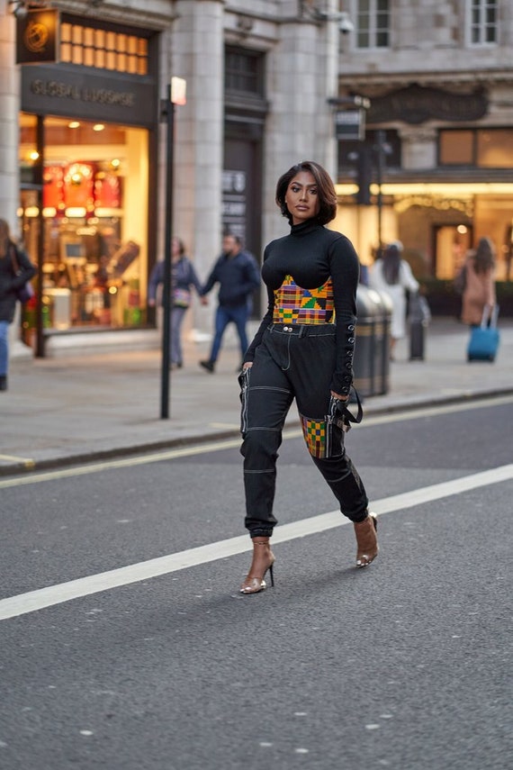 african print bustier top