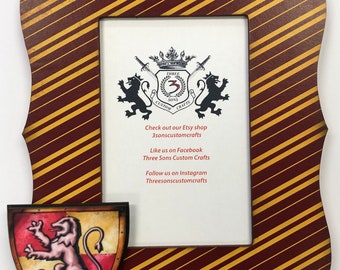 Wizards School Burgundy & Gold Striped Frame