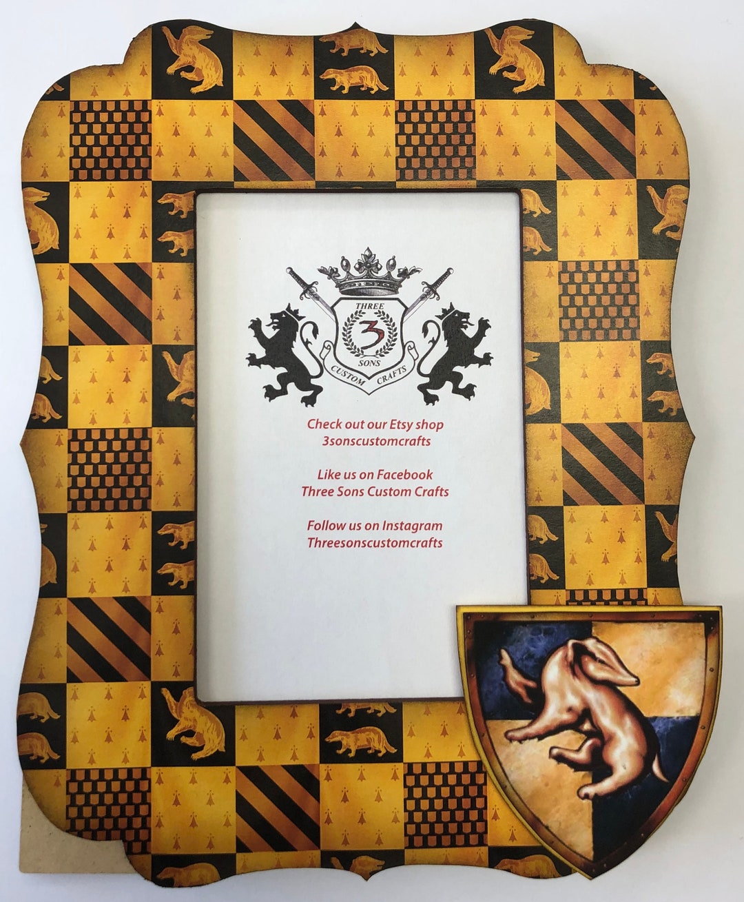 Black and Gold House Plaid Crest Frame Etsy